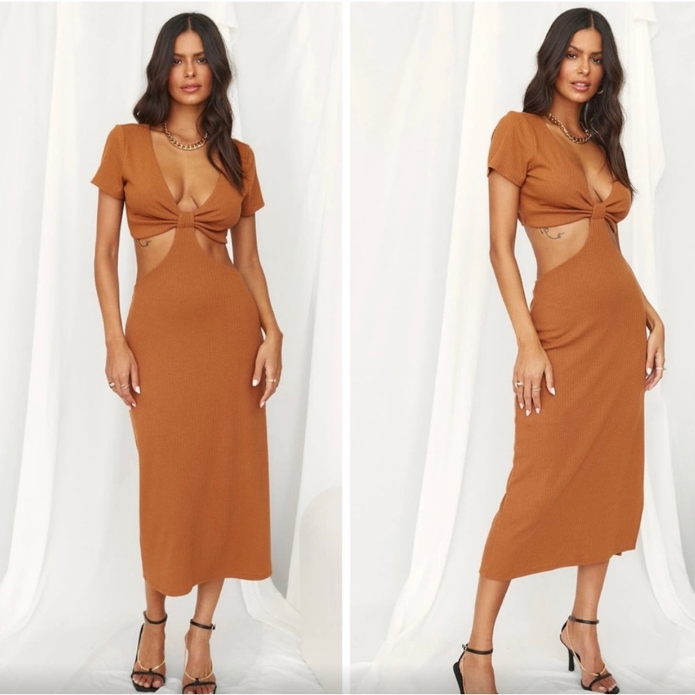 12th tribe chestnut cutout dress size small
